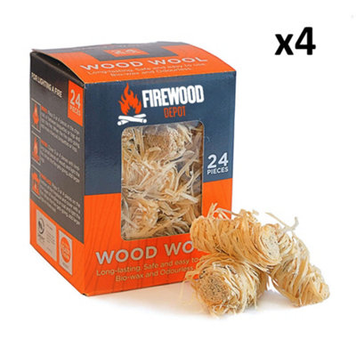 Kiln Dried Natural Firelighters Wood Wool Firewood Ready To Burn 96 Pieces by Laeto Firewood Depot - INCLUDES FREE DELIVERY
