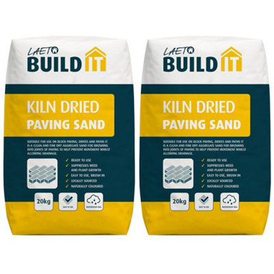 Kiln Dried Paving Sand 2x 20kg Bags Weed Inhibitor Paving Grout by Laeto Build It