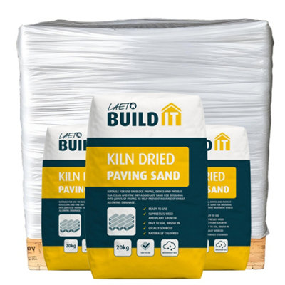 Kiln Dried Paving Sand Pallet 70x 20kg Bags Weed Inhibitor Paving Grout by Laeto Build It