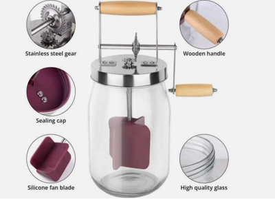 Kilner Butter Churner with Wooden Handle - Clear - 4