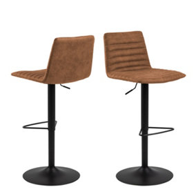 Kimmy Bar Stool with  Brown Fabric in Set of 2