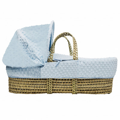 Kinder Valley Blue Dimple Palm Moses Basket with Folding Stand Natural
