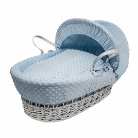 Kinder Valley Blue Dimple White Wicker Moses Basket