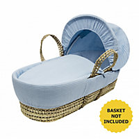 Kinder Valley Blue Waffle Baby Moses Basket Bedding Set for Newborn Baby boy