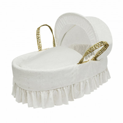 Kinder Valley Broderie Anglaise Cream Moses Basket Bedding Set