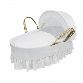 Kinder Valley Broderie Anglaise White Palm Moses Basket