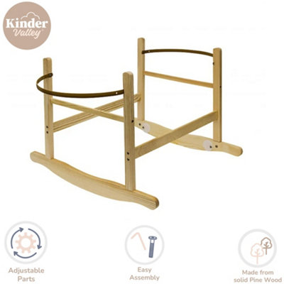 Support De Couffin En Bois Pour Bébé - Support Basculant En Pin, Réglable Et Stable, Jusqu'à 10 Kg - Dimensions 85x46x54 Cm, Vernis Naturel - 2