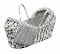 Kinder Valley Grey Dimple Pod Baby Baby Moses Basket Bedding Set for Newborn