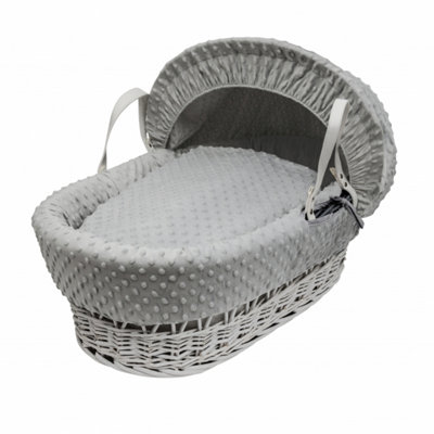 Kinder Valley Grey Dimple White Wicker Moses Basket