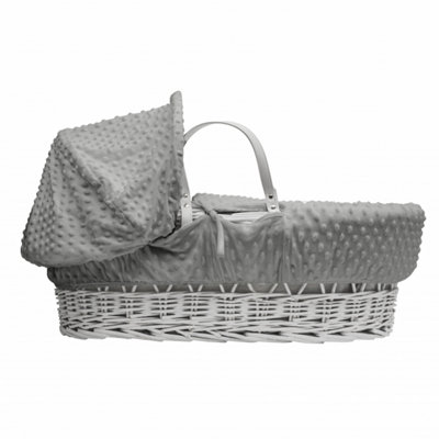 Kinder Valley Grey Dimple White Wicker Moses Basket