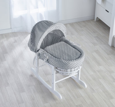 Kinder Valley Grey Dimple White Wicker Moses Basket
