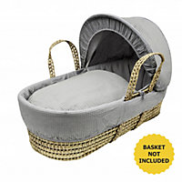 Kinder Valley Grey Waffle Baby Baby Moses Basket Bedding Set for Newborn