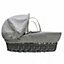 Kinder Valley Grey Waffle Grey Wicker Moses Basket with Rocking Stand Grey