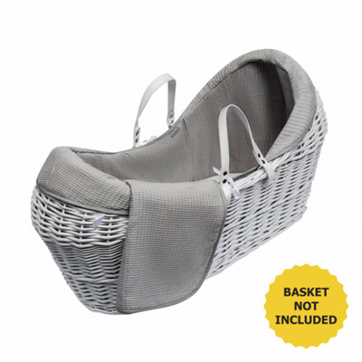 Kinder Valley Grey Waffle Pod Moses Basket Bedding Set