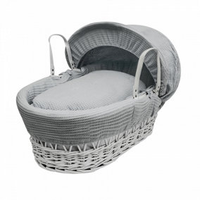 Kinder Valley Grey Waffle White Wicker Moses Basket