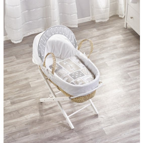 Kinder Valley How Many Sheep Palm Moses Basket with Folding Stand White