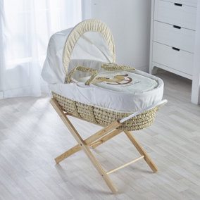Kinder Valley Little Rocker Cream Palm Moses Basket with Folding Stand Natural