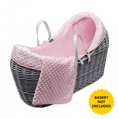 Kinder Valley Pink Dimple Pod Moses Basket Bedding Set