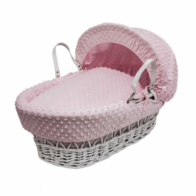 Kinder Valley Pink Dimple White Wicker Moses Basket