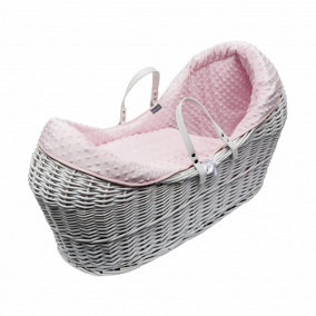 Kinder Valley Pink Dimple White Wicker Pod Moses Basket