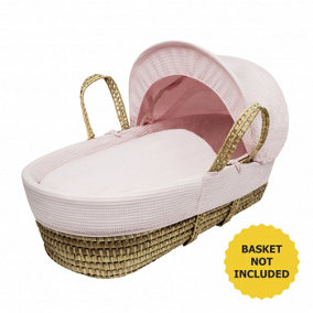 Kinder Valley Pink Waffle Baby Baby Moses Basket Bedding Set Gift for Newborn Baby Girl