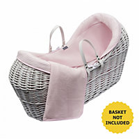 Kinder Valley Pink Waffle Pod Baby Moses Basket Bedding Set