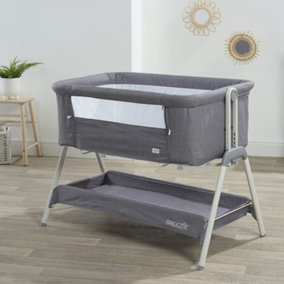 Kinder Valley Snoozie Bedside Crib Storm Grey Co Sleeper Baby Bedside bassinet, with Breathable Mesh Panel and Travel Bag