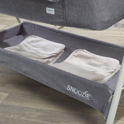 Kinder Valley Snoozie Bedside Crib Storm Grey Co Sleeper