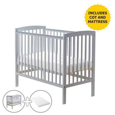 Kinder Valley Sydney Compact Cot Grey with Kinder Flow Mattress DIY at B Q