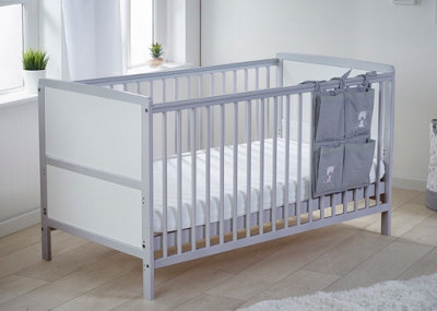 Kinder Valley Sydney Cot Bed Grey Wooden Baby Cot Kids Bedroom