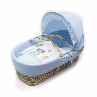 Kinder Valley Tiny Ted Blue Baby Moses Basket Bedding Set for Newborn Baby Boy