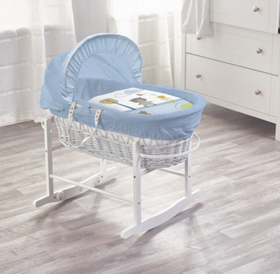 Grey and white sales wicker moses basket