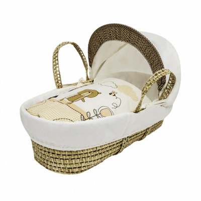 Kinder Valley Tiny Ted Cream Palm Moses Basket with Rocking Stand Natural