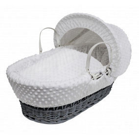 Kinder Valley White Dimple Grey Wicker Moses Basket