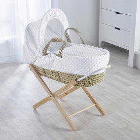 Kinder Valley White Dimple Palm Moses Basket with Folding Stand Natural