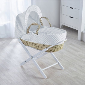 Kinder Valley White Dimple Palm Moses Basket with Folding Stand White