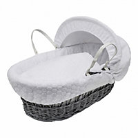 Kinder Valley White Honeycomb Grey Wicker Moses Basket