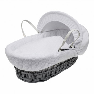 Kinder Valley White Honeycomb Grey Wicker Moses Basket