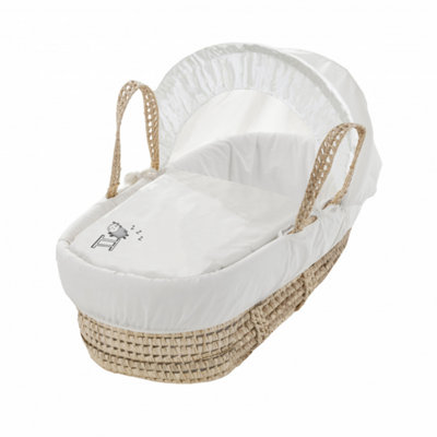 Kinder Valley White Sleepy Sheep Palm Moses Basket with Folding Stand Natural