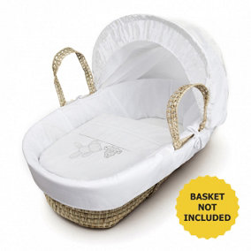 Kinder Valley White Teddy Wash Day Baby Baby Moses Basket Bedding Set for Newborn