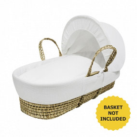Kinder Valley White Waffle Baby Moses Basket Bedding Set for Newborn