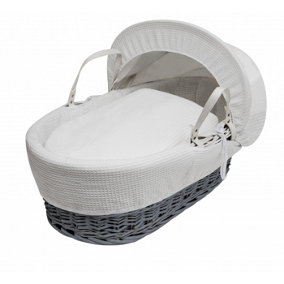 Kinder Valley White Waffle Grey Wicker Moses Basket