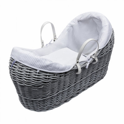 Kinder Valley White Waffle Pod Baby Moses Basket Bedding Set