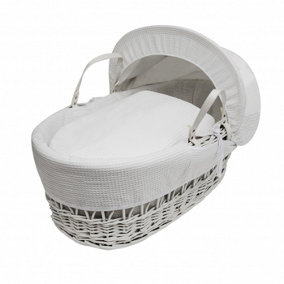 Kinder Valley White Waffle White Wicker Moses Basket
