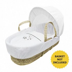 Kinder Valley White Wish Upon A Star Baby Moses Basket Bedding Set for Newborn baby Girls and Boys