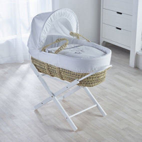 Kinder Valley White Wish Upon A Star Palm Moses Basket with Folding Stand White