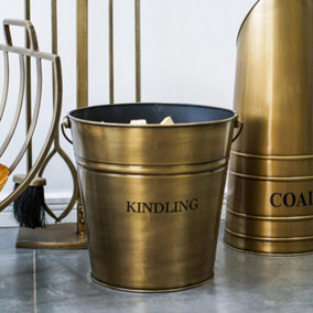 Kindling Bucket - Iron - L33 x W30.5 x H30.5 cm - Brass