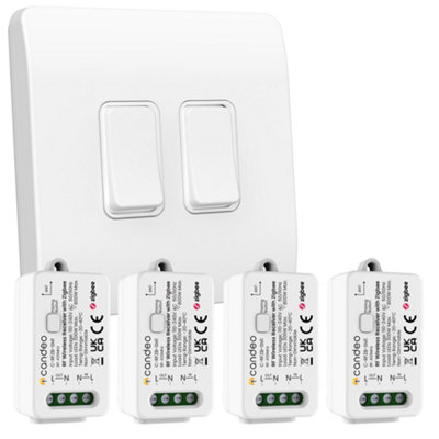 Kinetic Smart Switch Kits with Zigbee - Kinetic grid Smart Switch (2-channel, 2-gang) and Smart Switch Modules with zigbee (4) kit