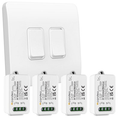 Kinetic Wireless Switch Kits - Kinetic Wireless Switch (2-gang, 2-channel) and RF Receiver Modules (4) kit