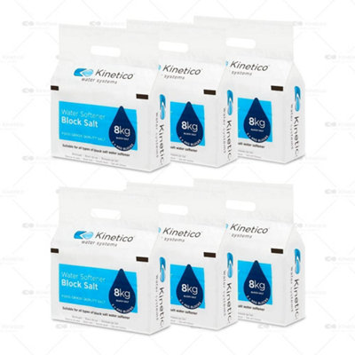 KINETICO Block Salt for Water Softeners  6 x 8kg packs with 12 salt blocks total - Genuine Kinetico Product